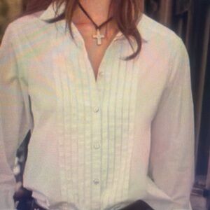 Sundance Women's Tessa Tuxedo Ticks White Casual Button Down Long Sleeve XS